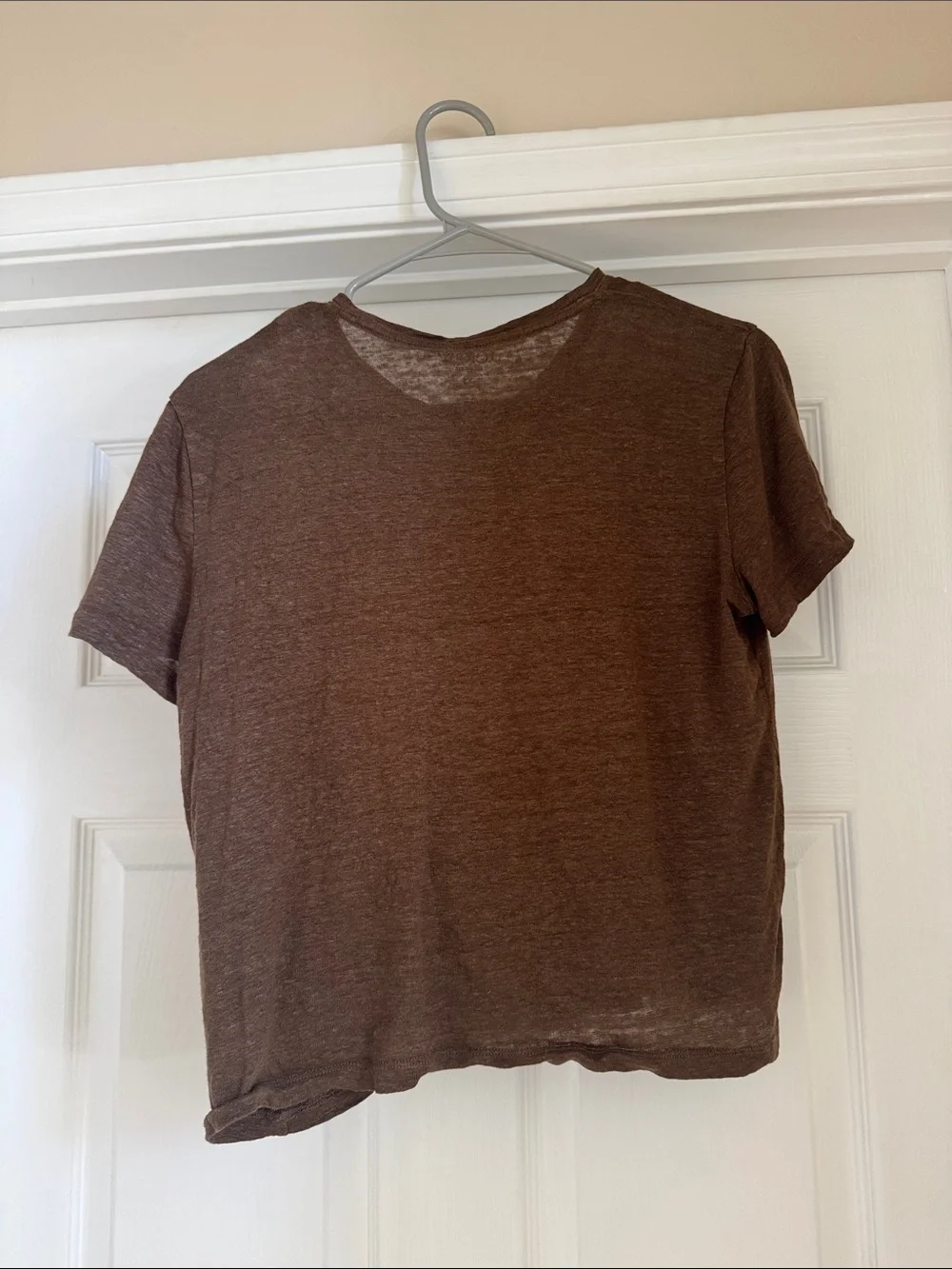 J. Crew Brown Linen Crewneck Tee